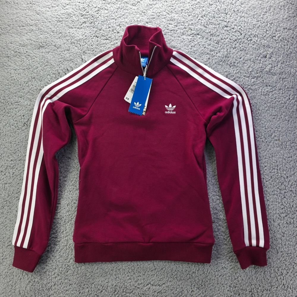 Adidas Originals Womens Half Zip Sweatshirt Burgundy BP9519 XS